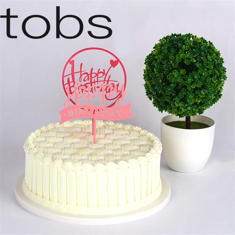 

Glitter Happy Birthday Cake Topper Acrylic Letter Gold Silver Cake Top Flag Decoration for Boy Birthday Party Wedding Supplies