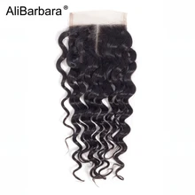Alibbara волосы 4x4 кружева закрытие перуанские глубокая волна Remy человеческих волос Швейцарский парик с пробором посередине 120% плотность 8-20 дюймов
