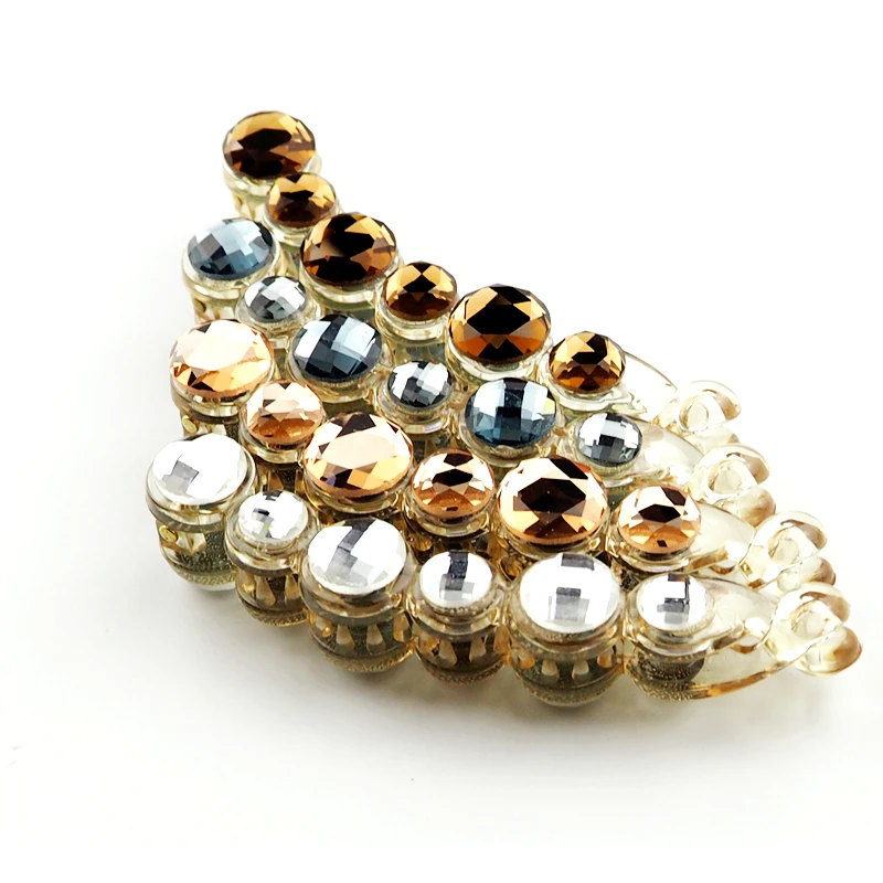 

10CM Pea Shape Elegant Rhinestone Hair Clip Hairpins Women French advanced Hair Barrettes Accessories Banana Hair Clips