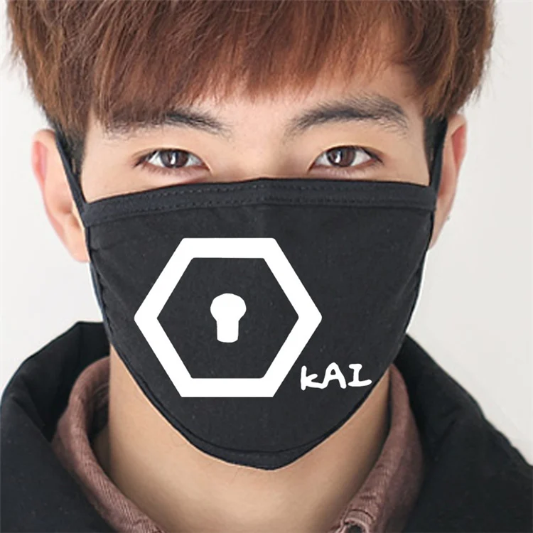 Модные KPOP EXO маски со ртом для лица k-pop EXO-M EXO-k XOXO wolf88 черные модели Муфельная намордник против пыли хлопковая маска респиратор - Цвет: KAI 2