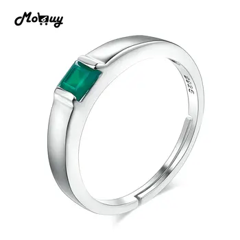 

MoBuy MBRI006 Green Natural Gemstone Agate Rings 925 Sterling-Silver-Jewelry Platinum White Gold Plated Fine Wedding For Women