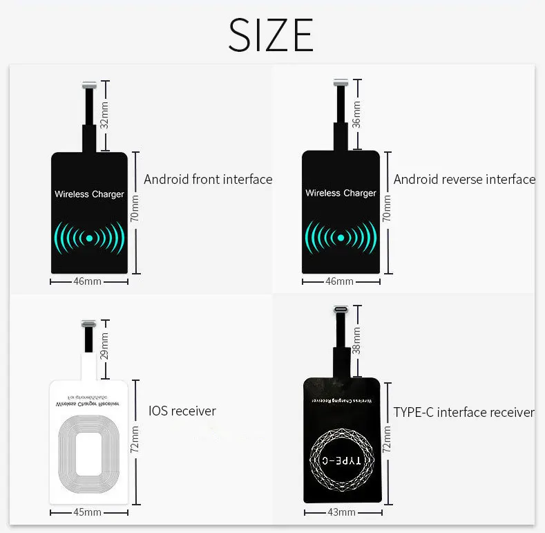 Qi беспроводной модуль приемника зарядного устройства для iPhone 6 6s 7 смарт-адаптер для зарядки приемник для Android беспроводной передатчик зарядного устройства