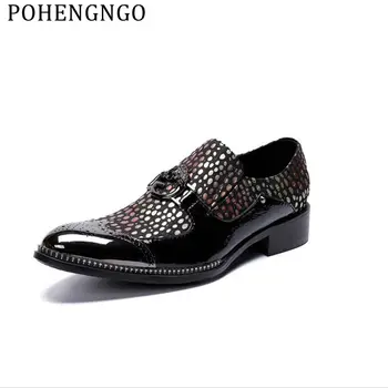 

Brock New Black Italian Men Loafers genuine Leather Metallic Toe Oxford social shoes Gold Floral Print Men Wedding dress Shoes
