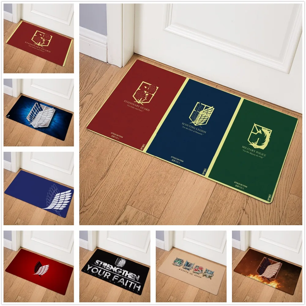 

Attack on Titan Logo Print Modern Home Doormat Insole Kitchen Carpet Indoor Outdoor Welcome Bathroom Anti-slip Floor Mats 75cm