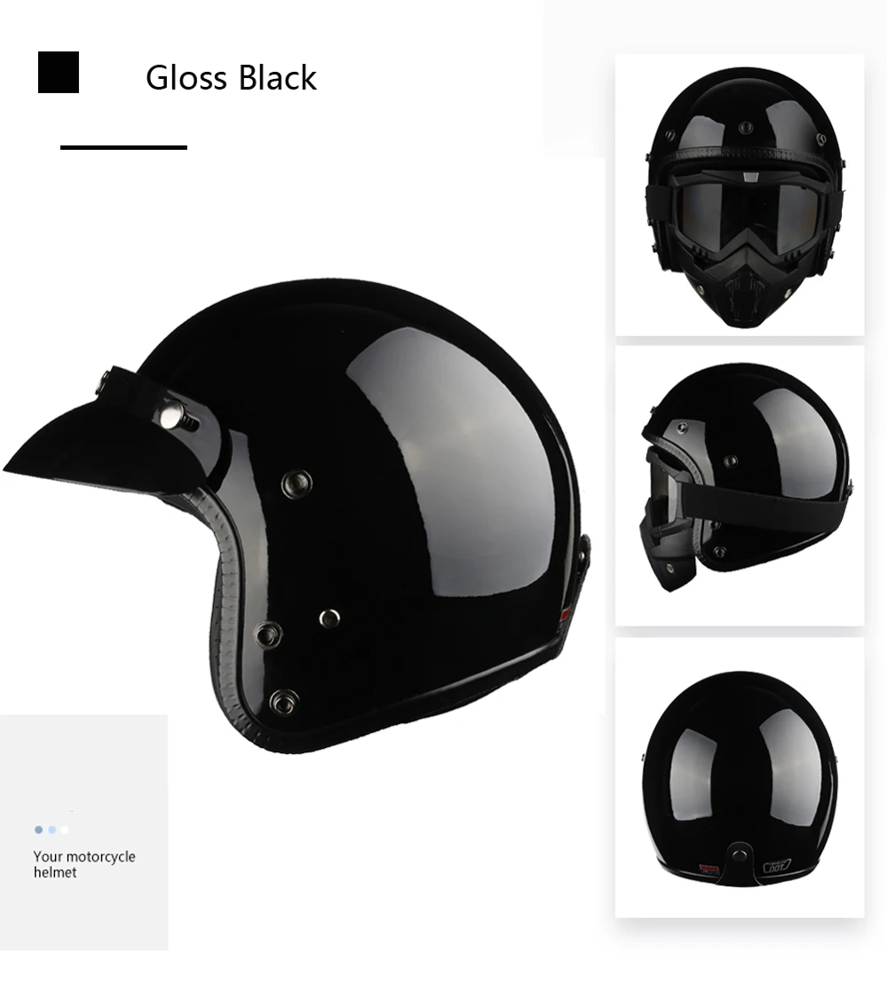 Винтажный moto cross moto rcycle шлем Ретро Кафе Racer Vespa открытое лицо каск полное лицо casco moto модульный Мото шлем в горошек