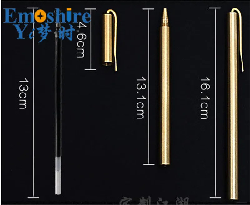 Esferográfica de Bronze Caneta de Tinta Gel para Negócios Nova Caneta Esferográfica Clipe Espelho Fosco Latão Roller Ball Pen Edc Hand-made Retro C084 10 Material escolar e de escritório