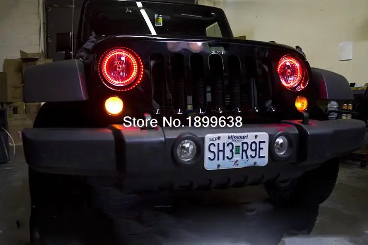 Для Jeep Liberty KJ 2000 2001-2007 светодиодный периметр фары кольца halo многоцветный RGB angel demon eyes