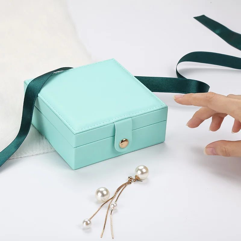 Travel Portable Jewelry Box Korean Cute Button Leather Jewelry Box Ring Earring Holder Display Jewellery Organizer Gifts Boxes