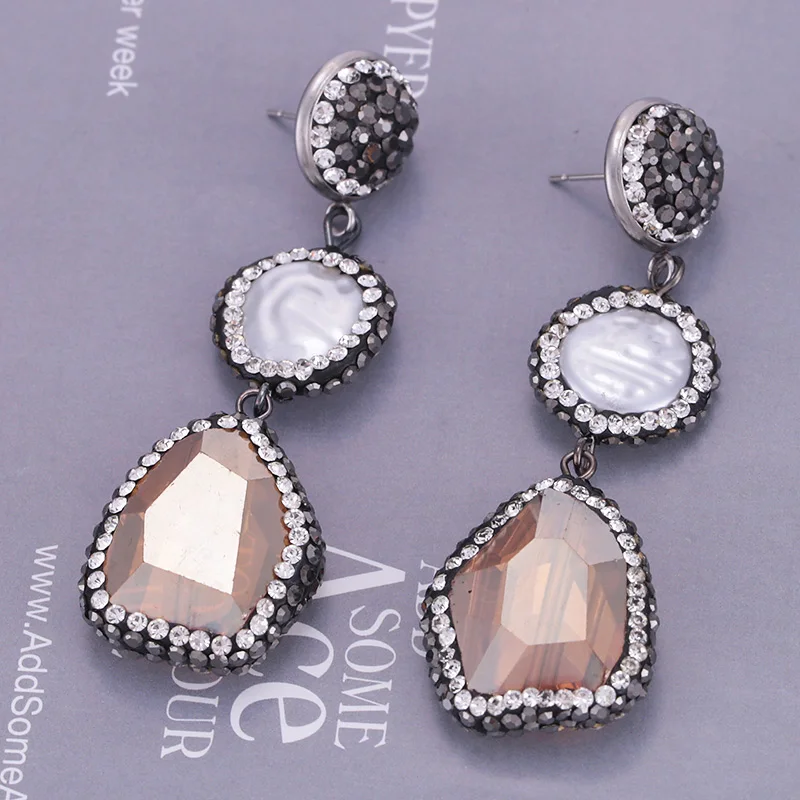 Sehuoran Shell Boho aretes de mujer Handmade Crystal Drop Earrings For Women Statement Earrings Fashion Jewelry Wholesale Gifts (4)
