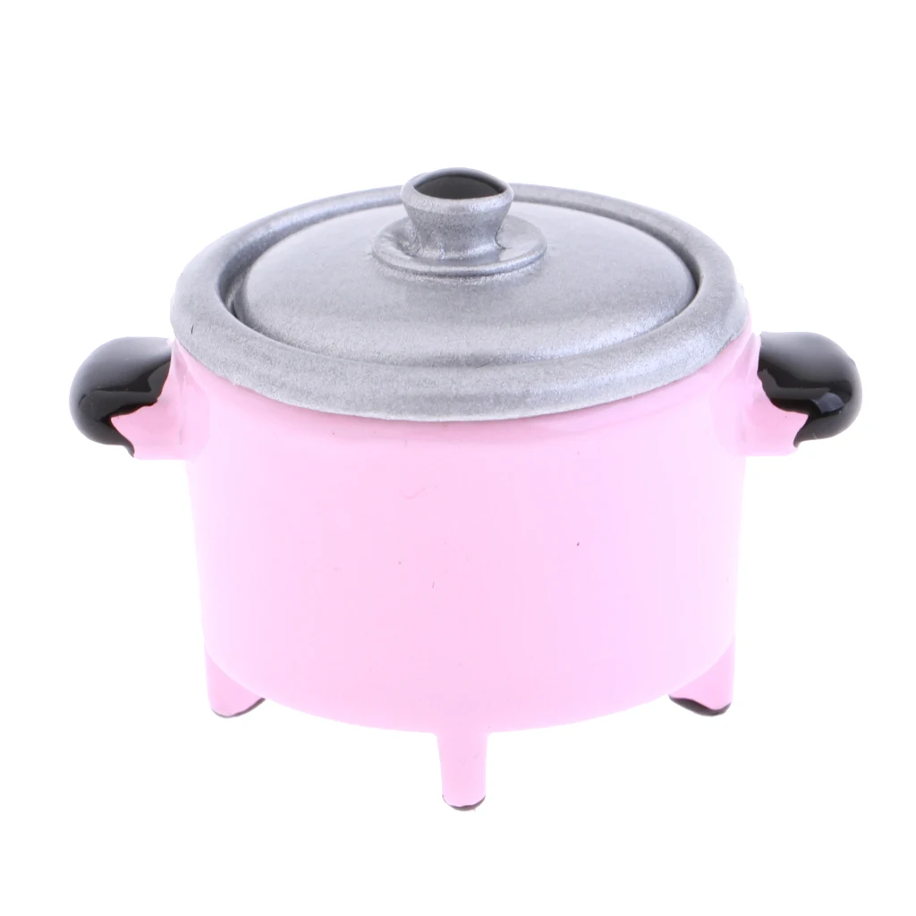 MagiDeal 1:12 Dollhouse Miniature Cookware Mini Electric Rice Cooker Accessory Pink
