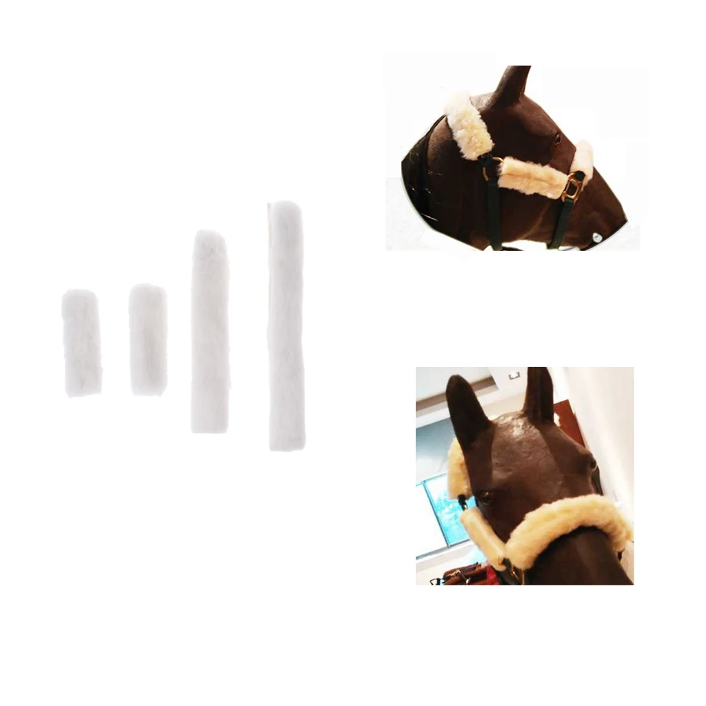 4pcs Fleece Horse Noseband Covers Headpiece Accessories Halter Protect Gear