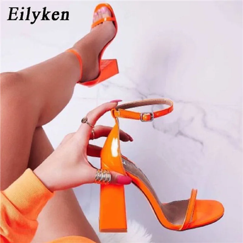 Eilyken/2021 г. Новые Модные флуоресцентные зеленые женские сандалии на ремешке с