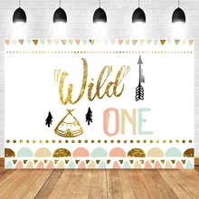 Mehofoto Wild One Birthday Photo Background Baby Party Banner Backdrop Newborn Gold Sequin Customized Backdrops for Studio Shoot
