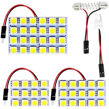 Lampe automatique de lecture, ampoule de toit avec T10 W5W C5W C10W feston 2 adaptateur, panneau 12, 15 24 SMD 5050 LED