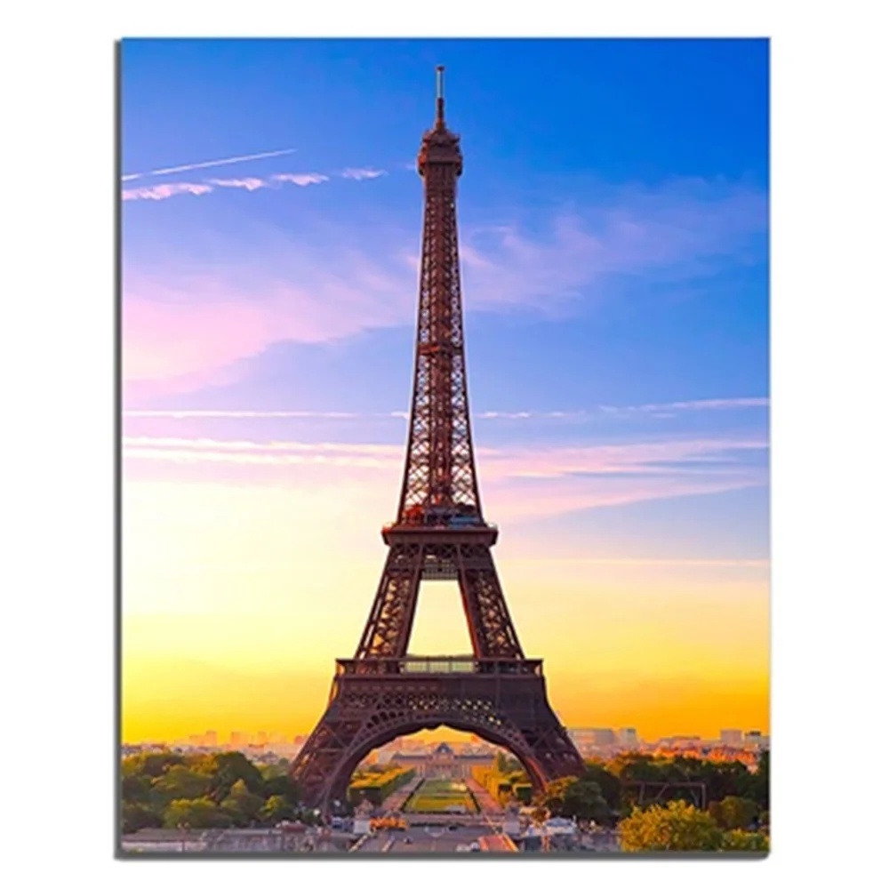 

Paris Tower City Scenic Sunset Sky Buildings Road Abstract Oil Painting Modern Art Picture No Frame For Home Decoration