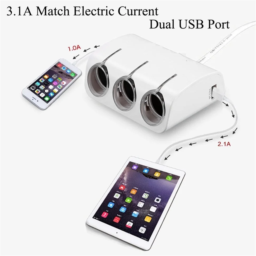 

5pcs 120W Car 2 USB Charger Cigarette Lighter Power Supply Adapter YC-401A New