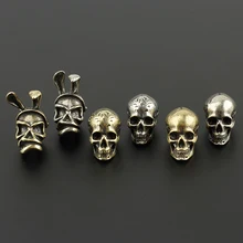 6 шт./лот, для кемпинга, сделай сам, медный скелет, нож, бусины, подвеска, белый латунный череп, бусы на веревочке