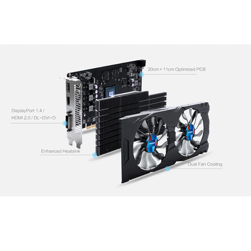 Yeston GeForce GTX 1050 GPU 2 GB GDDR5 128 бит игровой настольный компьютер ПК поддерживает видео