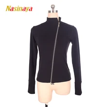 Индивидуальные Фигурное катание куртка на молнии топы для девочек женщин Обучение конкурс Patinaje Катание на коньках теплый флис гимнастическая 34