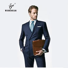 WEONEDREAM/ Повседневная Деловая высокого качества в Корейском стиле костюмы для мужчин, изготовление под заказ мужские полосатый костюм