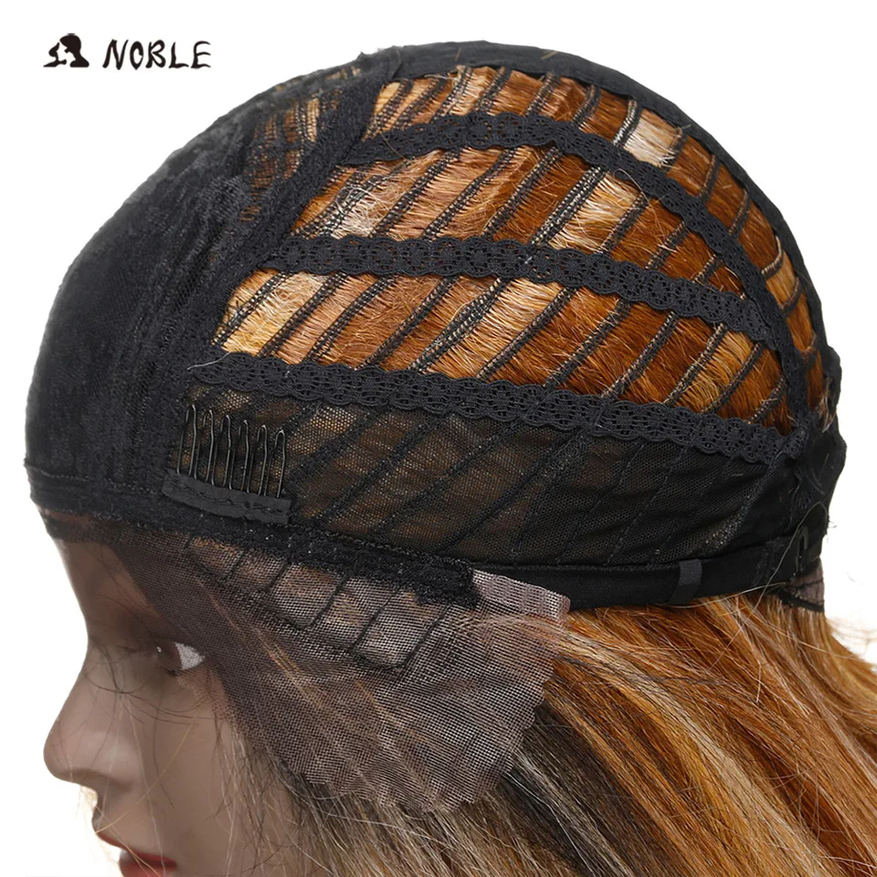  Noble Long Straight Synthetic Hair Lace Part Wig 24 Inch Wigs For Black Women 3 Colors 1B Red Mixed