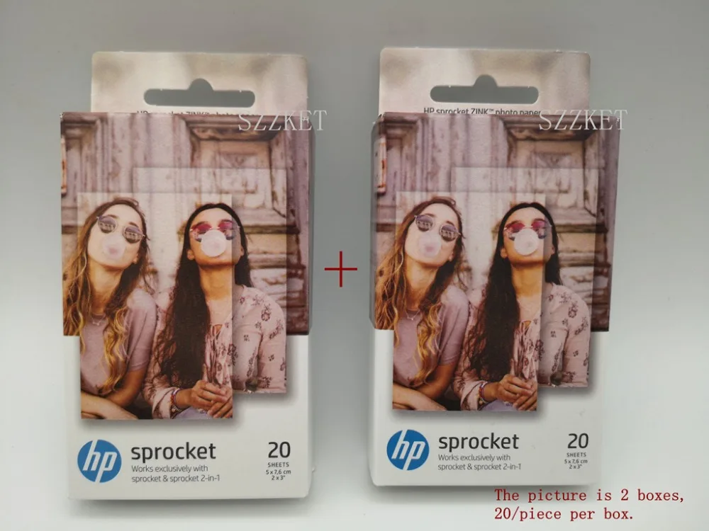 2 Boxes (40 Sheets) Original Sprocket Zink Photo Paper 5*7.6cm Back