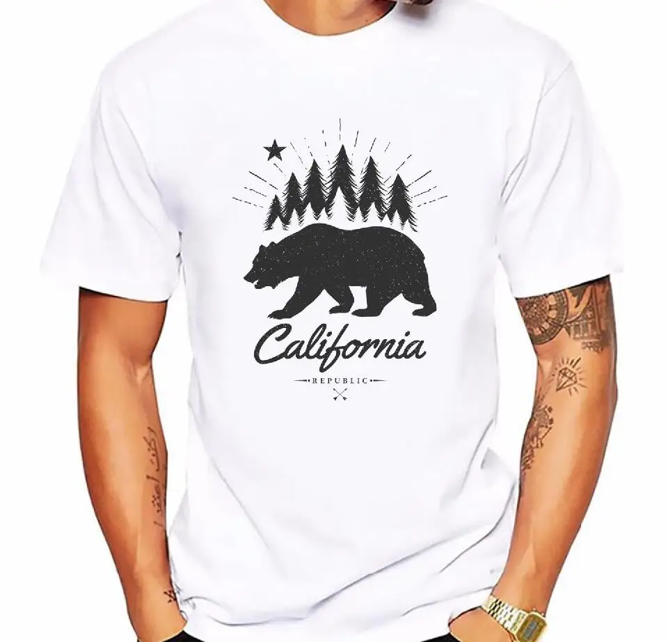 Forest Bear Men T-Shirt Short Sleeve Casual T Shirt Hipster Black Retro Printed Tee O-Neck Summer Funny Tops | Мужская одежда