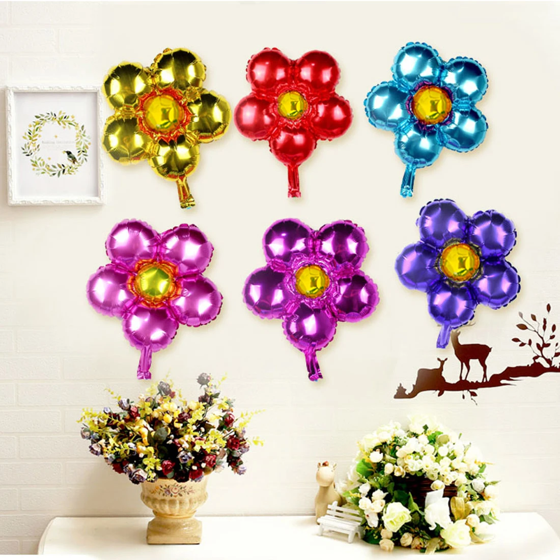 Party Supplies 1pc flowers aluminum balloons birthday party balloons