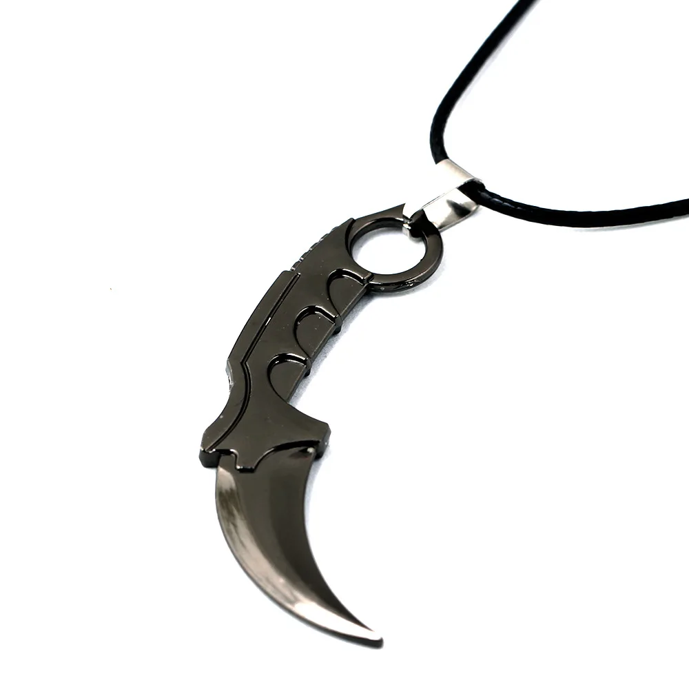 CSGO Leather Chain Necklace for Male Karambit M9 Best Friends CS GO Necklace Titanium Bayonet Dagger Claw Man Jewelry 6.5CM Gift - Окраска металла: karambit necklace