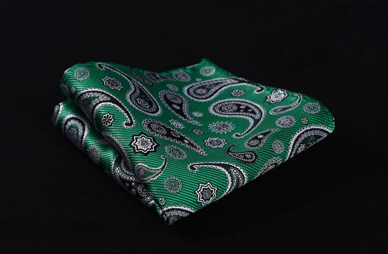  BP703G Green Black Paisley 100%Silk Jacquard Men Butterfly Self Bow Tie BowTie Pocket Square Handke