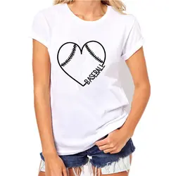 Для женщин 2019 Бейсбол любовь дамы печатных Графический Рубашка Дамы Женская рубашка mujer футболки одежда Топ Футболка