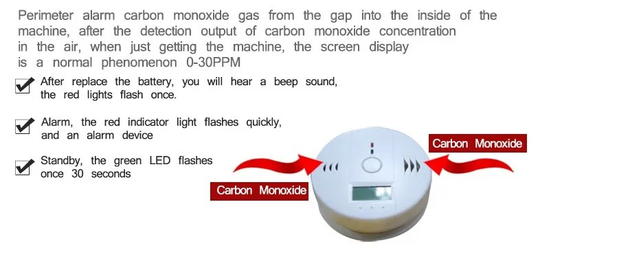 Co Carbon Monoxide Poisoning Smoke Gas Sensor Warning Alarm