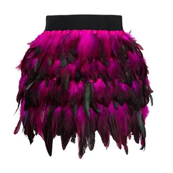 

Costume jazz dance European and American luxury peacock feather skirt stage irregular skirt LD0007