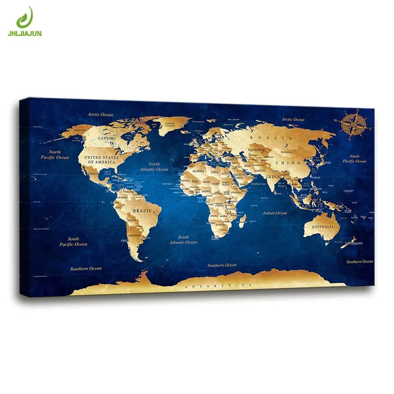 

JHLJIAJUN Nordic World Map Section Modular Painting Nordic Wall Art Print And Poster Dining Living Room Home Decor Picture