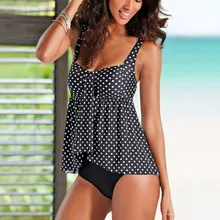 2020 Plus Size Swimwear Women Tankini Swimsuit High Waist Vintage Retro Bathing Suit Beachwear 2 Piece Swimming Suit Female 3XL women s high neck racerback tankini top green leopard plus size swimwear for women tankini swimsuit vintage bathing suit female
