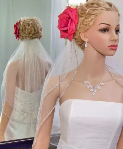 

Wedding Veil,Rhinestone Veils, 2 Layer Veil,Wrist Length Bridal Vail