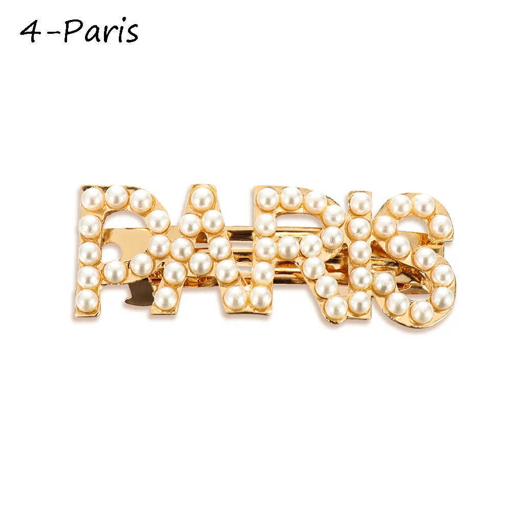 Crystal Imitation Pearl Hair Clips Women Fashion Pearls Hair Clips Barrettes Letters Hairpin Hair Accessories Crystal Hairpins - Цвет: 4-Paris