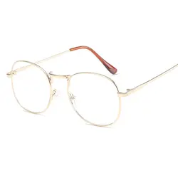 Прозрачные линзы золото оправы для Для мужчин ретро дизайнер металлические очки Для женщин очки Рамки Gafas