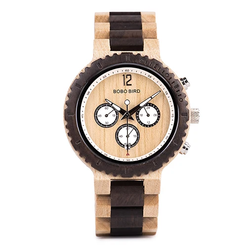 Бобо птица деревянные часы для мужчин Relogio Masculino роскошные стильные часы Хронограф военные кварцевые часы отличный подарок для мужчин - Цвет: R08-1 Wood Band