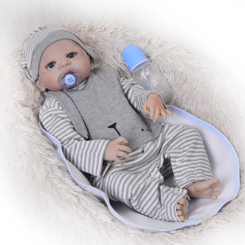 

New Arrival 23'' 57 cm Reborn Boy Doll Full Silicone Vinyl Handmade Bald Head Baby Reborn Doll Toddler Playmate Birthday Gifts