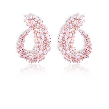 Роскошные Популярные серьги-гвоздики геометрической формы из розового золота с цирконием, большие свадебные серьги, модные ювелирные изделия brincos