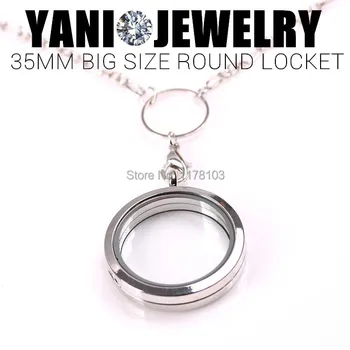 

10pcs/lot Newest 35mm Round Magnetic Glass Charm Floating Locket Pendant Plain Locket (chains included for free)