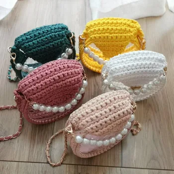 

Designer Handmade Knitted Round Circular Crossbody Bags for Women Luxury Stylish Clear Mini Shoulder Bags Purses and Handbags