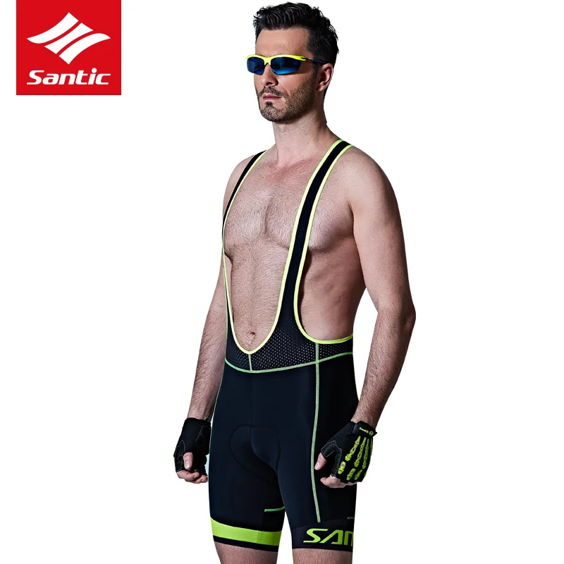 

Santic Men Summer Cycling Bib Shorts Cycling Shorts Cool Max Italian 4D Cushion Pad Triathlon Reflective Strip Bib Cycling
