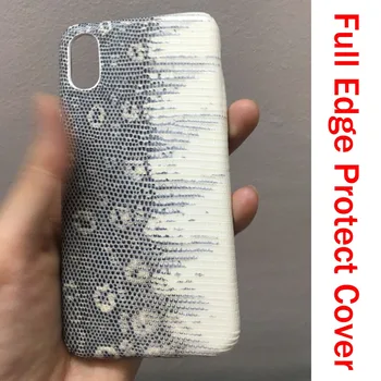 

Full edge protect For iPhone X 5.8'' Real Natural Genuine Lizard Skin Leather phone Case For iPhoneX Luxury back cover
