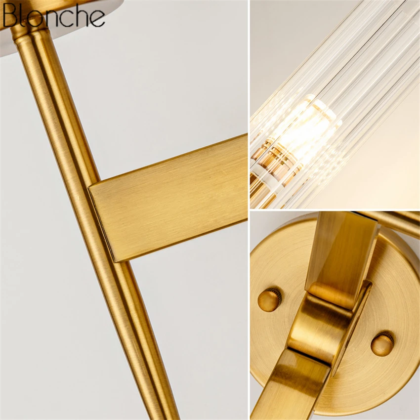 Lâmpada de Parede Arandela para o Quarto Moderno Ouro Espelho Luz Parede Vidro Abajur Cozinha Escada Casa Luminárias Decoração Industrial Pós Led 7 espelho luz parede vidro abajur arandela para