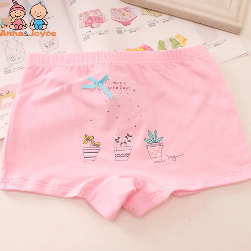 4pc/lot Girls Soft Flat Angle Underwear Baby Pure Cotton Underpant Cure