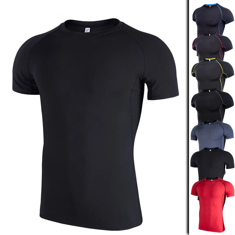 

Compression Shirts Summer Tshirts Men Bodybuilding Tops Print Short Sleeve Fitness Men Tight-Fitting Quick-Drying T-shirt 4XL
