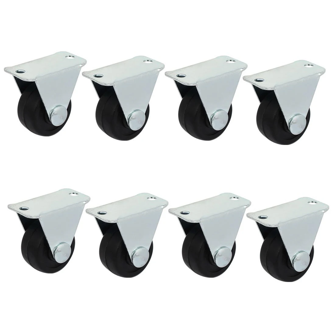 

Hot 1-inch Dia Rubber Single Wheel Rigid Non-Swivel Top Plate Fixed Casters Metal, Rubber 8pcs