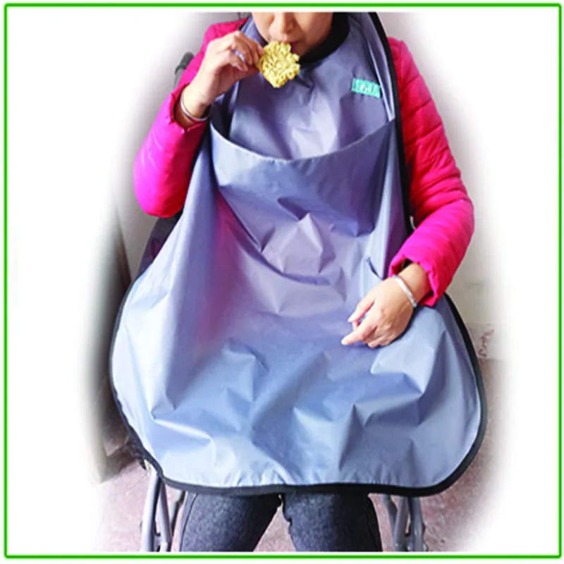 

Solid Unisex Waterproof Adult Bibs Clothes Clothing Protector Dining Cook Apron Protector Disability Aid Apron